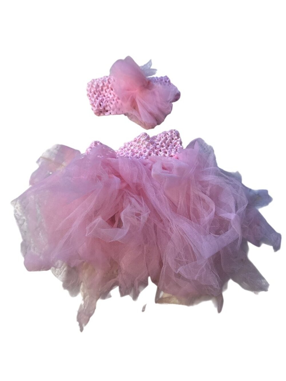 Newborn Pink Tutu Skirt & Headband Set For Photoshoots